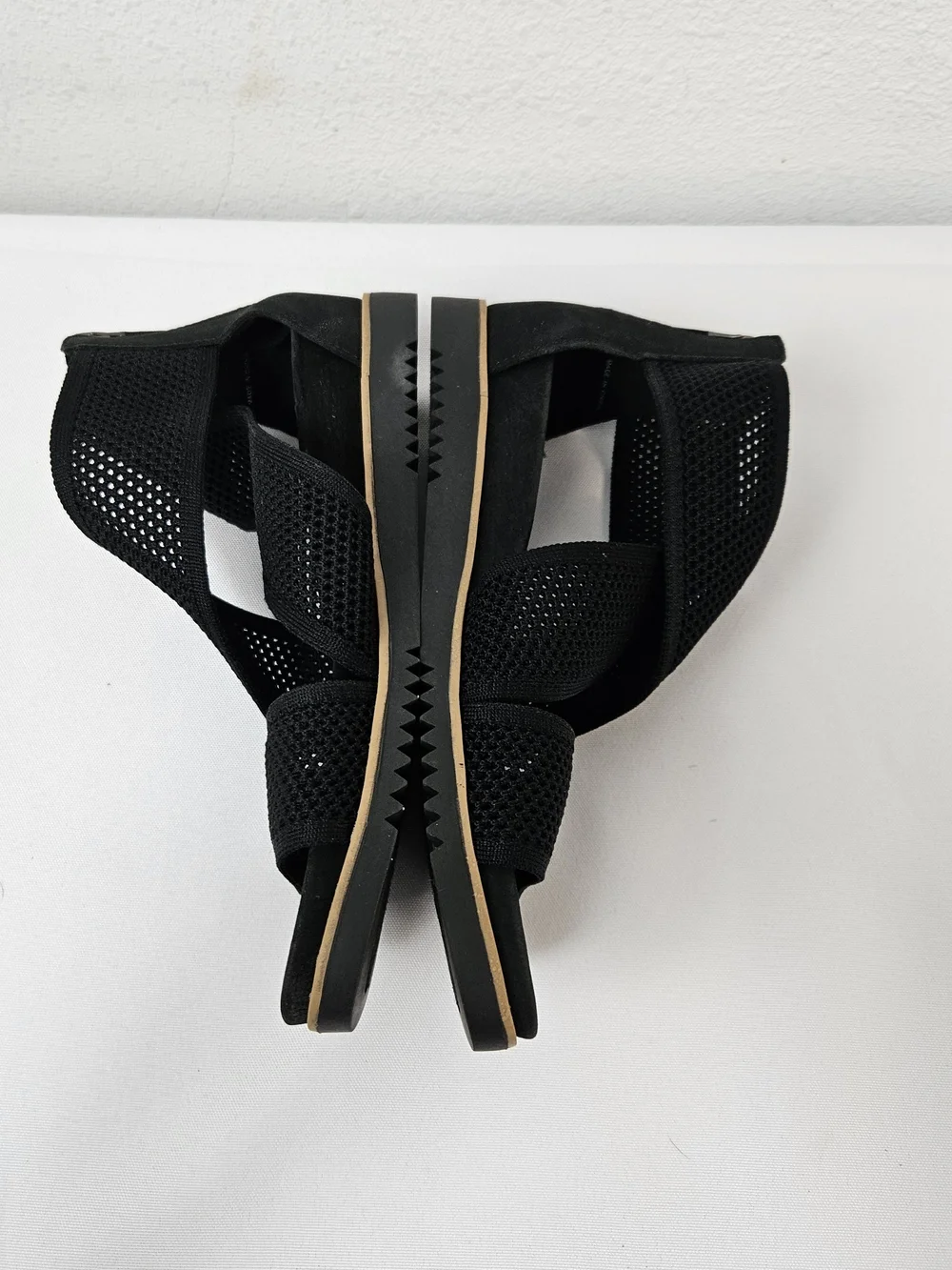 Eileen Fisher Kitts Recycled Stretch Knit Sandal Size 7.5 Black Minimalist